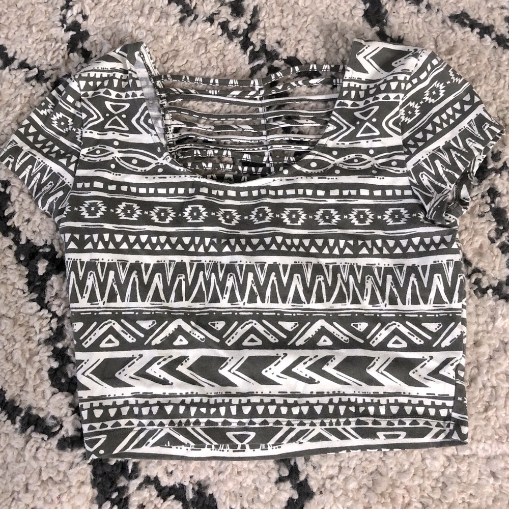 Charlotte Russe Tribal Print Crop Top - Medium